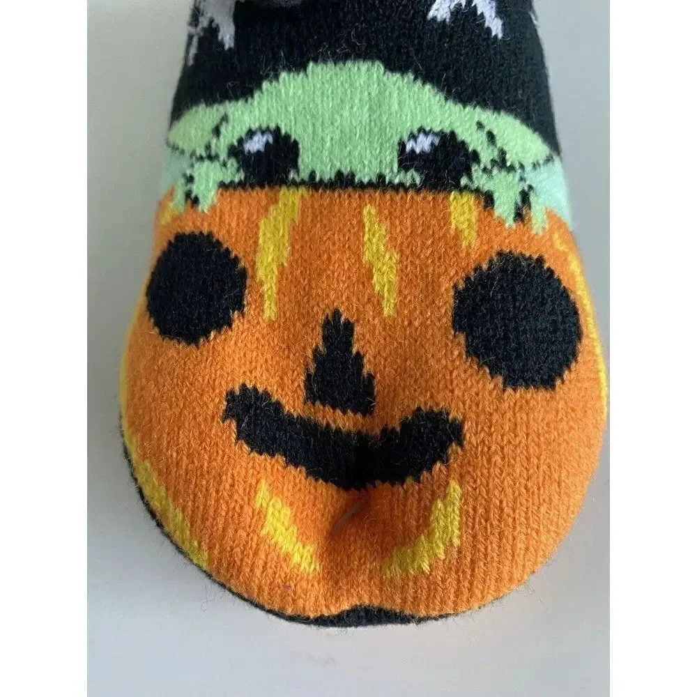 Baby Yoda Halloween‎ Pumpkin Slipper Socks Sz 4-10 Grogu Star Wars Non-Slip NEW